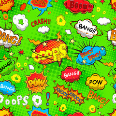 Wall Mural - Comic speech bubbles seamless pattern vector