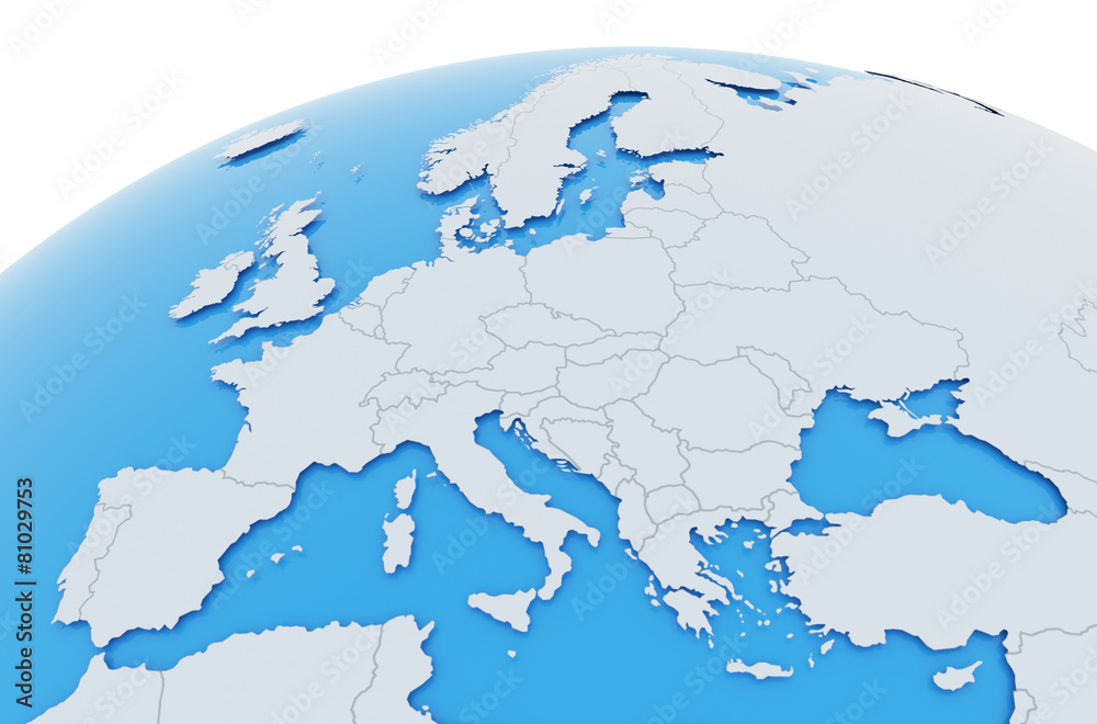 Erde Europa Länder - hellgrau blau - obrazy, fototapety, plakaty 