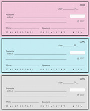 Three Blank Checks In Different Color