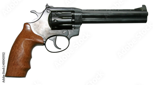 isolated modern two-colored firearm revolver gun Poster Mural XXL