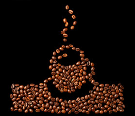 Coffee beans on a black background