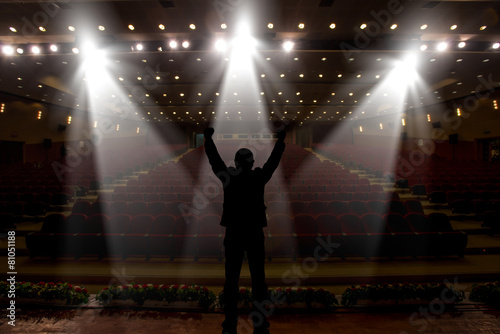 Fotografie, Tablou Silhouette of actors in the spotlight