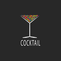 Cocktail logo, alcohol poster template, happy hour