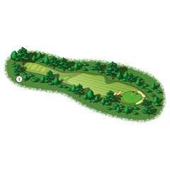 Wall Mural - vector golf course hole aerial isometric view