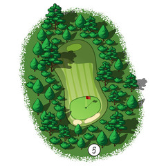 Wall Mural - vector golf course hole aerial isometric view