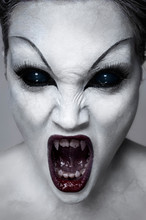 Studio Portrait Of Woman With Zombie Makeup 