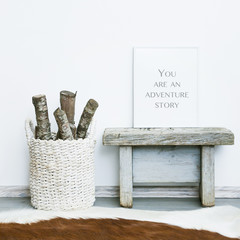 Wall Mural - YOU ARE ADVENTURE STORY. Hipster room interior rustic style