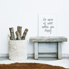 Wall Mural - Quote DO MORE WHAT MAKES YOU HAPPY. Hipster scandinavian style