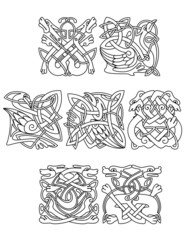 Wall Mural - Animals and birds with celtic tribal ornament