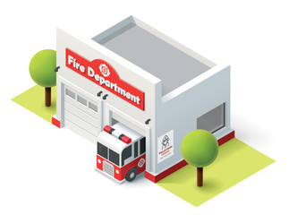 Wall Mural - Vector isometric fire department