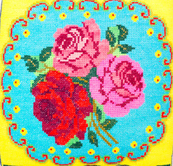 Aufkleber - embroidered good by cross-stitch pattern