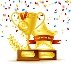 Wall Mural - winner cup with gold medal concept