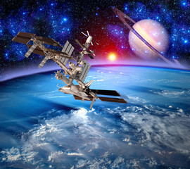 Wall Mural - earth satellite space station