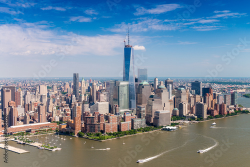 Aerial skyline of Lower Manhattan on a beautiful sunny day Canvas Print