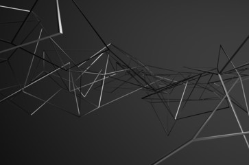 Poster - Abstract 3d rendering of chaotic metal structure.