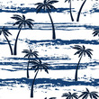 Seamless pattern with sea and palm trees. Summer background.