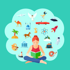 Wall Mural - Reading Concept Illustration