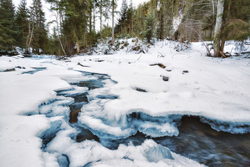 Wall Mural - mountain river under the ice