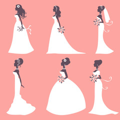 Elegant brides in silhouette