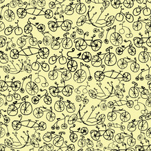 Seamless Pattern With A Bicycle