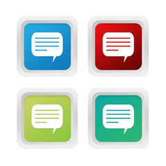 Wall Mural - set of squared colorful buttons with conversation symbol