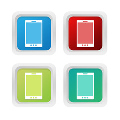 Wall Mural - set of squared colorful buttons with phone symbol