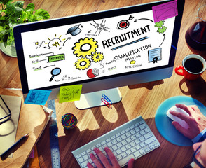 Poster - Businessman Recruitment Digital Devices Searching Concept