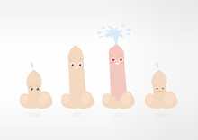 Cute Penis Shows Sex Stages: Relax, Erection And Ejaculation