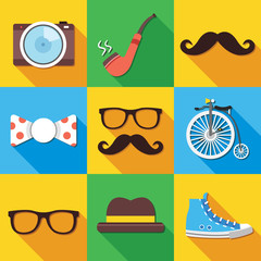 Poster - Vintage hipster icons set