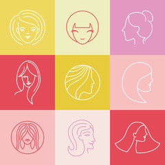 Wall Mural - Vector women's logo design elements