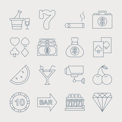 Sticker - Casino line icon set