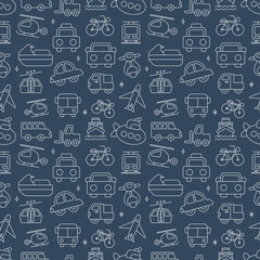 Wall Mural - transportation line icon pattern set