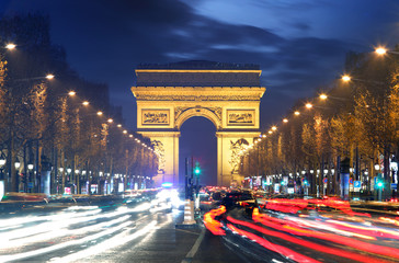 Wall Mural - Arc de triomphe Paris city at sunset