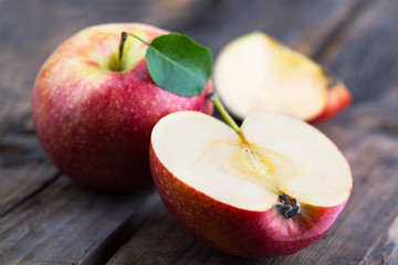 Sticker - Apples on a wooden table.