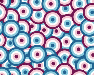 Poster - rounds white blue red seamless pattern