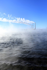 Wall Mural - Hydroelectric power plant in winter