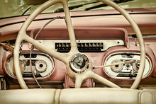 Retro Styled Image Of The Interior Of A Classic Car