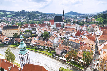 Canvas Print - Top view of Cesky Krumlov, Czech Republic