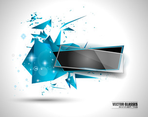 Aufkleber - Glass Banner with Abstract Shape and glossy effect