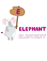 Wall Mural - animal alphabet e with elephant