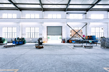 factory workshop interior and machines