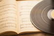Music scores vinyl record music background