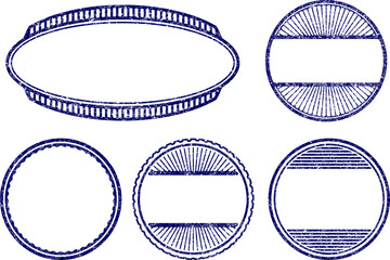 Fototapete - Set of five vector grunge style templates for rubber stamps.