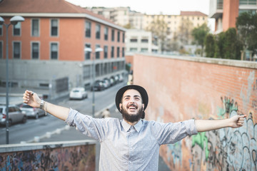 Wall Mural - young handsome hipster gay modern man