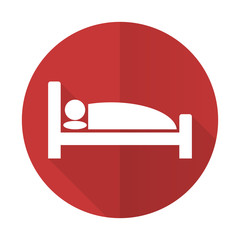 Poster - hotel red flat icon bed sign