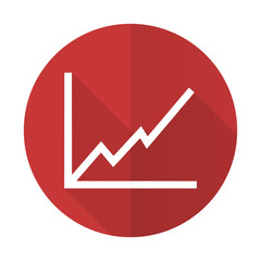 chart red flat icon stock sign