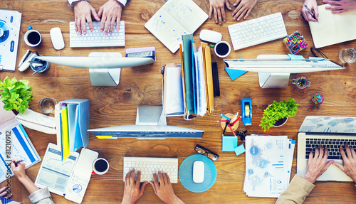 Fotomural Group of Business People Busy Working Office Concept