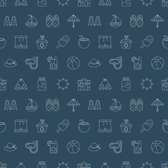 Sticker - summer line icon pattern set