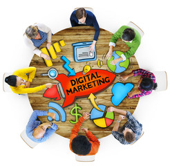 Canvas Print - Teamwork Digital Marketing Advertisement Technology Concept