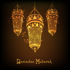 Wall Mural - Golden Arabic lantern for Ramadan Kareem celebration.